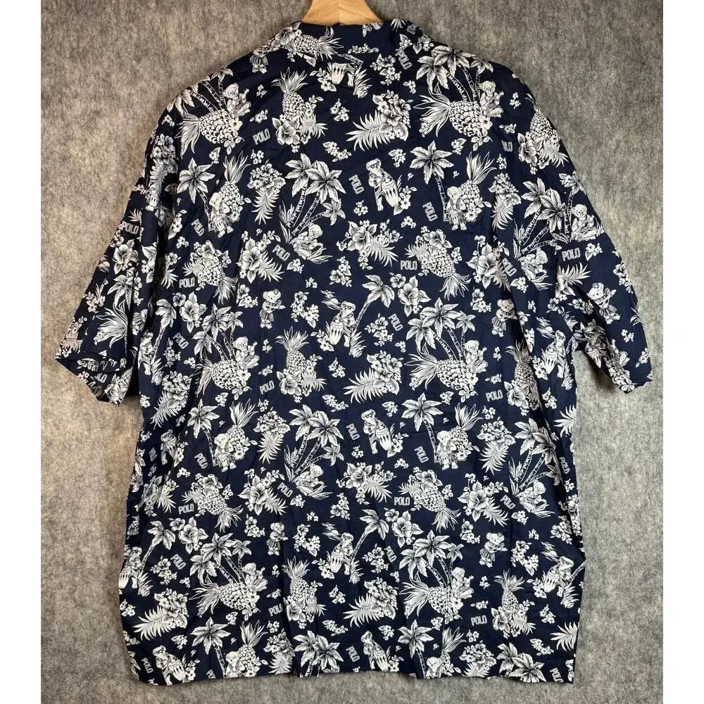 NEW Polo Ralph Lauren Mens XL Sleepwear Button Up Hawaiian Bears Sleep Shirt